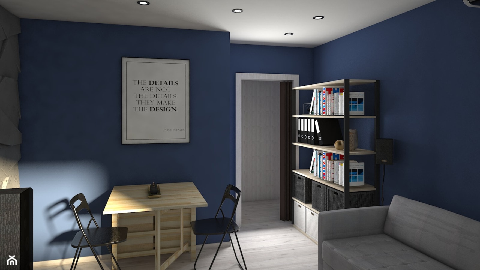Średnie w osobnym pomieszczeniu z sofą niebieskie biuro, styl nowoczesny - zdjęcie od archJudyta Aranżacja Wnętrz Judyta Grzybek - Homebook