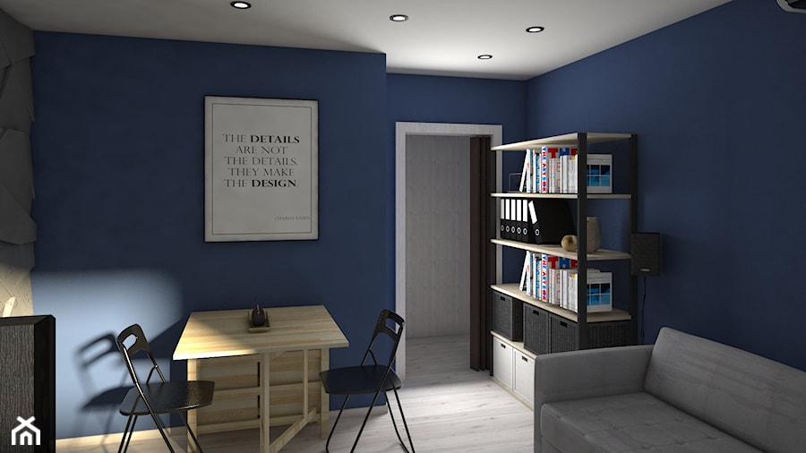 Średnie w osobnym pomieszczeniu z sofą niebieskie biuro, styl nowoczesny - zdjęcie od archJudyta Aranżacja Wnętrz Judyta Grzybek