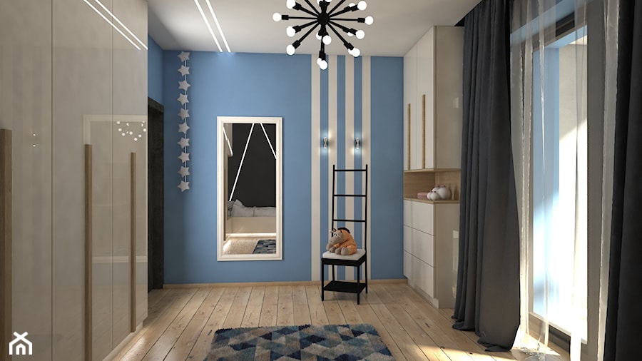 Średni niebieski pokój dziecka dla nastolatka dla chłopca dla dziewczynki, styl nowoczesny - zdjęcie od archJudyta Aranżacja Wnętrz Judyta Grzybek