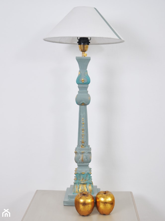 lampa drewniana, prowansalska, francuska z abażurem, pozłacana - zdjęcie od Room77