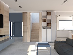 Dom w Gorzowie Wielkopolskim - Średni szary salon z kuchnią z jadalnią, styl minimalistyczny - zdjęcie od emilia cieśla | design & interior design