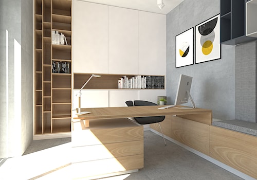 Biuro w domu - Średnie w osobnym pomieszczeniu z zabudowanym biurkiem szare biuro, styl nowoczesny - zdjęcie od emilia cieśla | design & interior design
