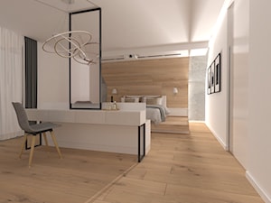 Projekt sypialni na poddaszu - Średnia biała sypialnia na poddaszu, styl nowoczesny - zdjęcie od emilia cieśla | design & interior design