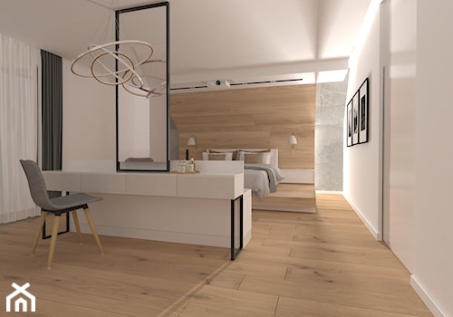 Projekt sypialni na poddaszu - Średnia biała sypialnia na poddaszu, styl nowoczesny - zdjęcie od emilia cieśla | design & interior design