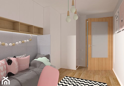Pokój Tosi - Mały biały pokój dziecka dla nastolatka dla dziewczynki, styl minimalistyczny - zdjęcie od emilia cieśla | design & interior design