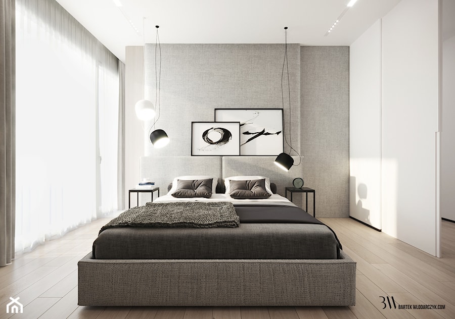 Apartament Zawady - Sypialnia, styl nowoczesny - zdjęcie od Bartek Włodarczyk Architekt
