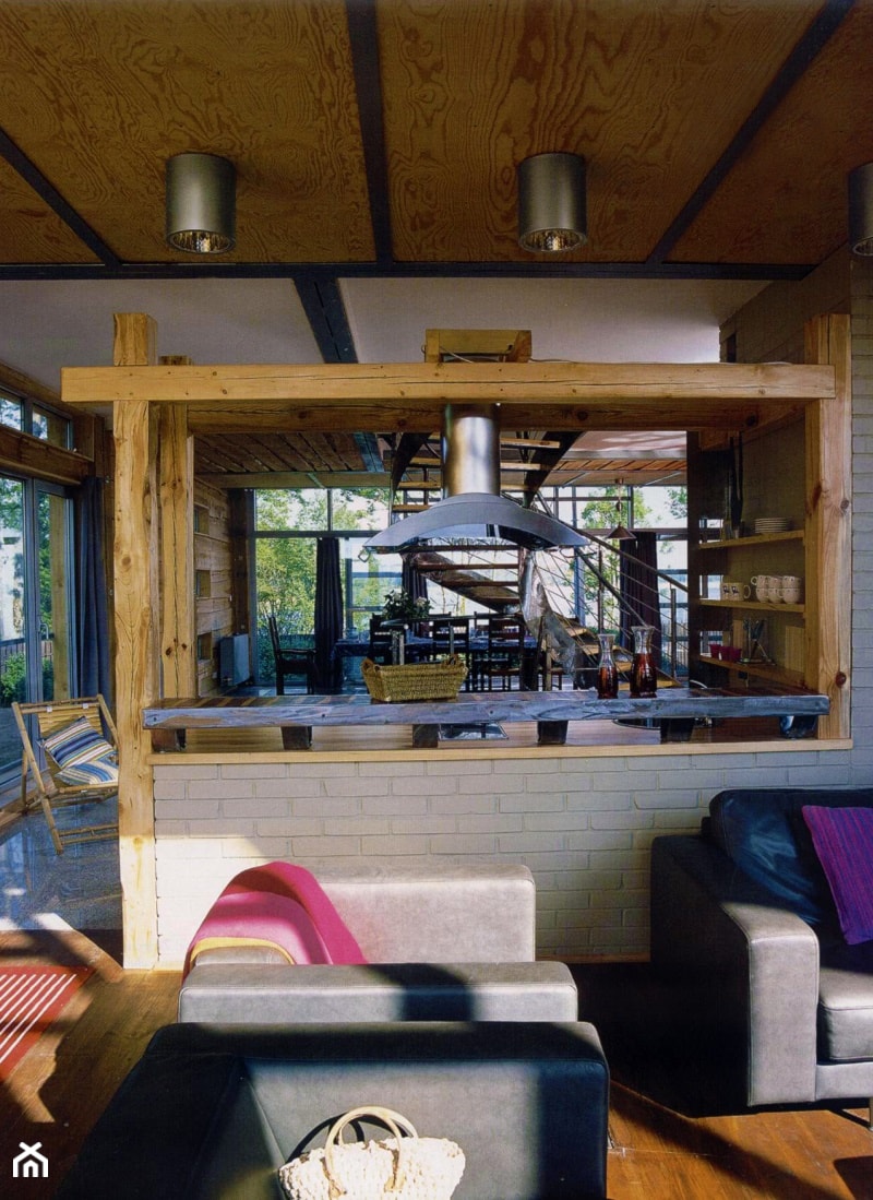 DOM NA MAZURACH - Duża szara jadalnia jako osobne pomieszczenie, styl nowoczesny - zdjęcie od Hekkelstrand
