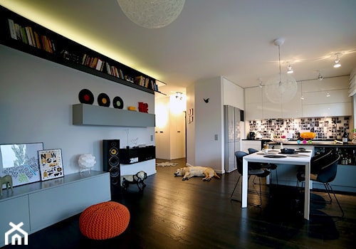 Średnia biała jadalnia w salonie, styl nowoczesny - zdjęcie od Hekkelstrand
