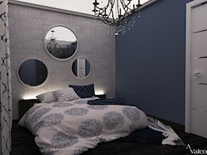 Aranżacja sypialni - Mała niebieska szara sypialnia, styl glamour - zdjęcie od Aranżacja | Wnętrza | Projekty | Wykończenia domów i mieszkań