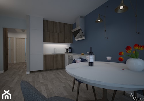 Dom z salonem w stylu industrialnym - Średnia niebieska jadalnia w kuchni, styl industrialny - zdjęcie od Aranżacja | Wnętrza | Projekty | Wykończenia domów i mieszkań