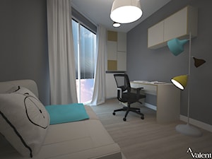 Biuro w domu - Średnie w osobnym pomieszczeniu z sofą szare biuro, styl nowoczesny - zdjęcie od Aranżacja | Wnętrza | Projekty | Wykończenia domów i mieszkań