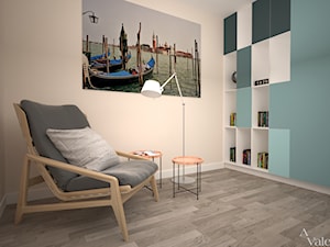 Dom z salonem w stylu industrialnym - Małe beżowe biuro, styl nowoczesny - zdjęcie od Aranżacja | Wnętrza | Projekty | Wykończenia domów i mieszkań