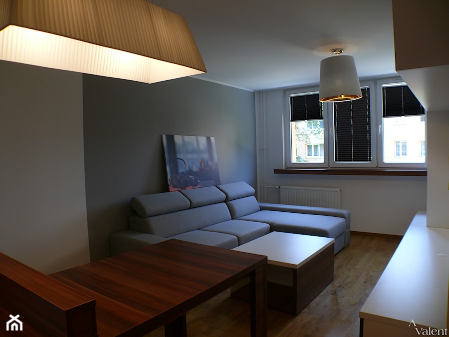Generalny remont małego mieszkania - Kuchnia otwarta na salon - Salon, styl nowoczesny - zdjęcie od Aranżacja | Wnętrza | Projekty | Wykończenia domów i mieszkań