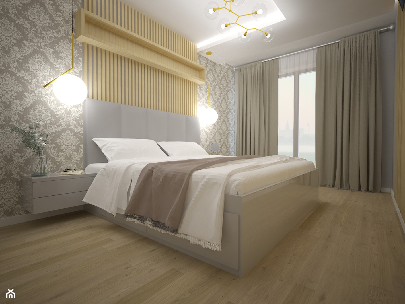 Apartament przy ul.Tynieckiej - Średnia szara sypialnia z balkonem / tarasem - zdjęcie od Aranżacja | Wnętrza | Projekty | Wykończenia domów i mieszkań - Homebook