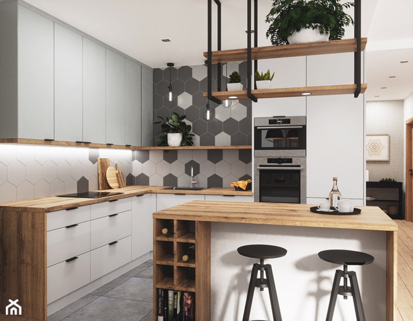Salon z aneksem kuchennym - Kuchnia, styl nowoczesny - zdjęcie od RT Studio