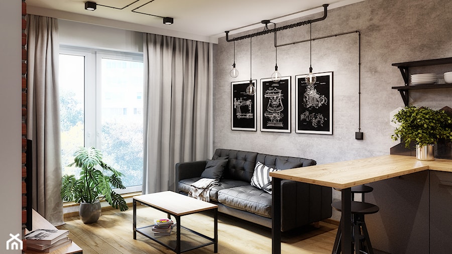 mieszkanie w stylu industrialnym - Salon, styl industrialny - zdjęcie od RT Studio