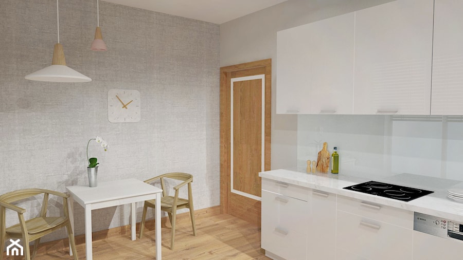 KUCHNIA DLA PARY - Mała jadalnia w kuchni, styl minimalistyczny - zdjęcie od Że Ho Ho projektowanie wnętrz