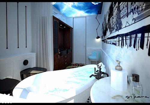 Apartament w Sopocie - Średnia z dwoma umywalkami łazienka - zdjęcie od SIKORA WNĘTRZA