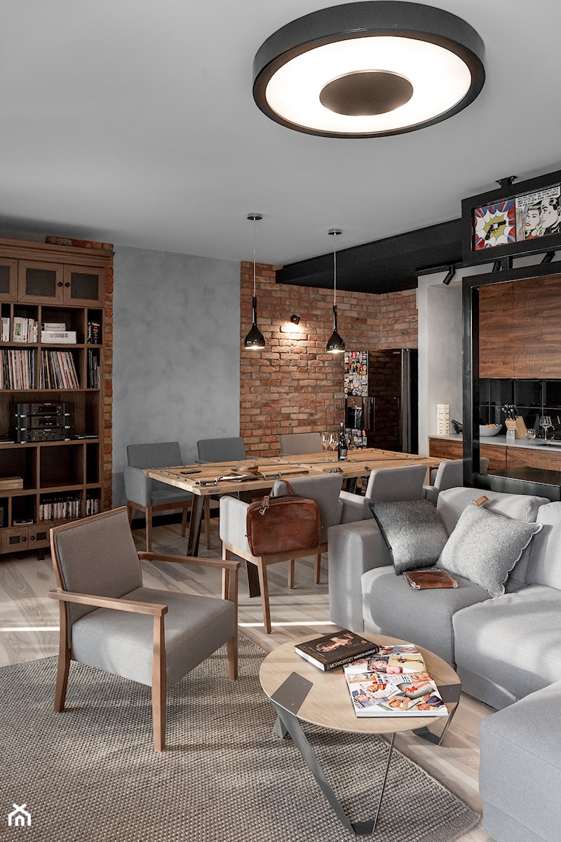 Apartament w Gdańsku - Średnia jadalnia w salonie w kuchni, styl nowoczesny - zdjęcie od SIKORA WNĘTRZA