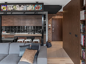 Apartament w Gdańsku - Duży biały salon z kuchnią z jadalnią, styl nowoczesny - zdjęcie od SIKORA WNĘTRZA