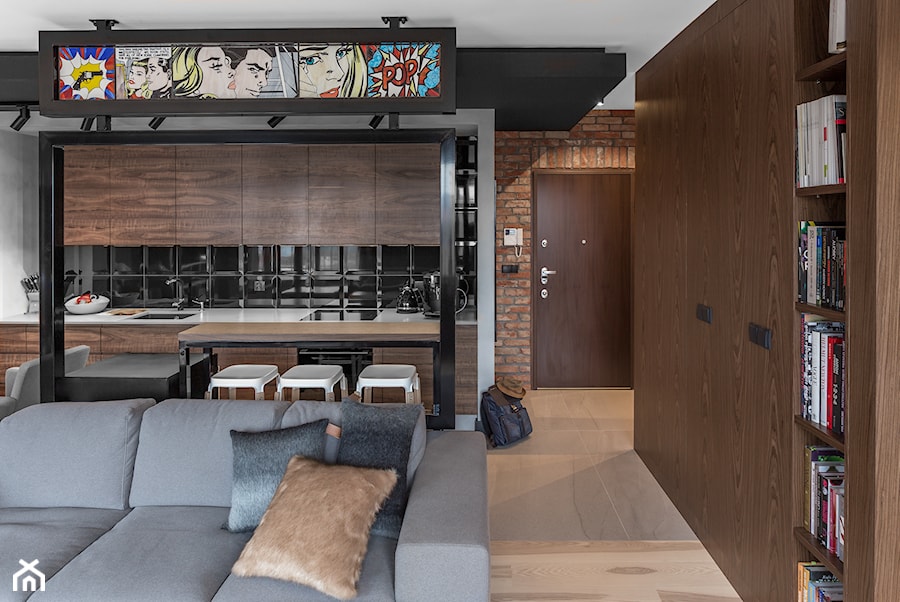 Apartament w Gdańsku - Duży biały salon z kuchnią z jadalnią, styl nowoczesny - zdjęcie od SIKORA WNĘTRZA