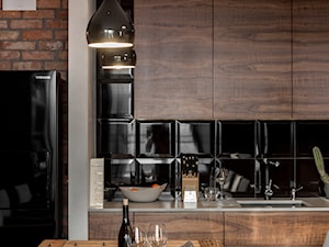 Apartament w Gdańsku - Średnia biała czarna jadalnia w kuchni, styl nowoczesny - zdjęcie od SIKORA WNĘTRZA
