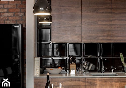 Apartament w Gdańsku - Średnia biała czarna jadalnia w kuchni, styl nowoczesny - zdjęcie od SIKORA WNĘTRZA