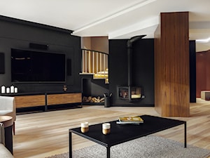 Dom IV - Duży czarny salon, styl nowoczesny - zdjęcie od SIKORA WNĘTRZA