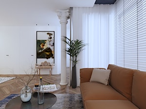 APARTAMENT INDUSTRIAL LOFT - Duży biały salon, styl glamour - zdjęcie od SIKORA WNĘTRZA