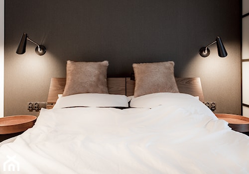 Apartament w Gdańsku - Mała biała brązowa sypialnia, styl nowoczesny - zdjęcie od SIKORA WNĘTRZA