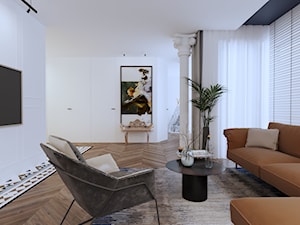 APARTAMENT INDUSTRIAL LOFT - Średni biały salon, styl glamour - zdjęcie od SIKORA WNĘTRZA