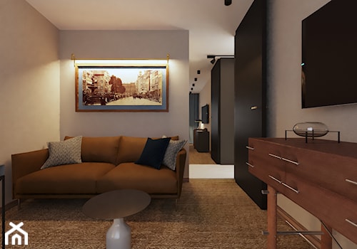 Apartament w Aachen // Niemcy - Średnie w osobnym pomieszczeniu z sofą szare biuro, styl nowoczesny - zdjęcie od SIKORA WNĘTRZA