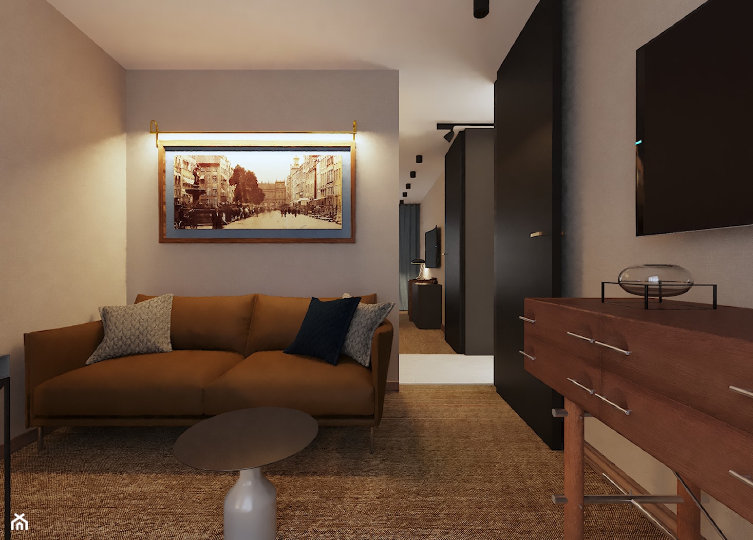 Apartament w Aachen // Niemcy - Średnie w osobnym pomieszczeniu z sofą szare biuro, styl nowoczesny - zdjęcie od SIKORA WNĘTRZA - Homebook