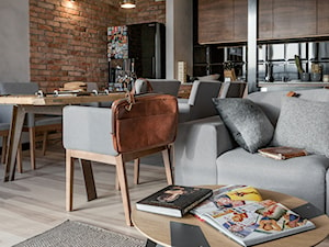 Apartament w Gdańsku - Średnia szara jadalnia w salonie w kuchni, styl nowoczesny - zdjęcie od SIKORA WNĘTRZA