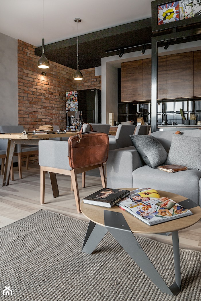 Apartament w Gdańsku - Średnia szara jadalnia w salonie w kuchni, styl nowoczesny - zdjęcie od SIKORA WNĘTRZA - Homebook