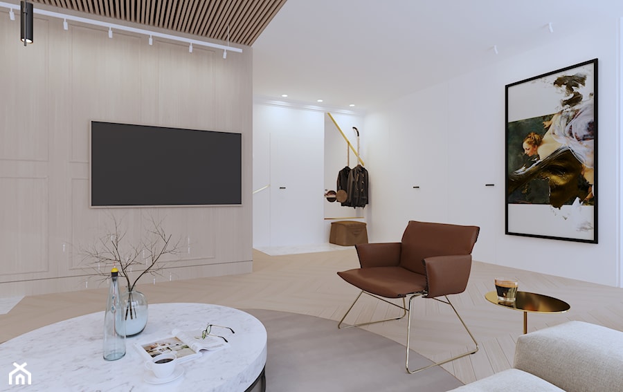 APARTAMENT ELEGANKI - Średni biały salon, styl nowoczesny - zdjęcie od SIKORA WNĘTRZA