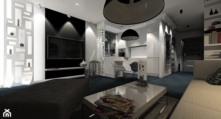 Mieszkanie 47.9m2 - Salon, styl nowoczesny - zdjęcie od ARTIEGO Lublin- Projekty wnętrz