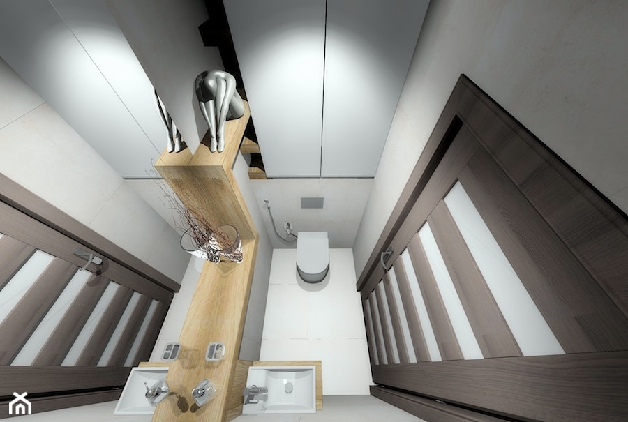Mieszkanie 60m2 - Mała na poddaszu bez okna łazienka, styl nowoczesny - zdjęcie od ARTIEGO Lublin- Projekty wnętrz
