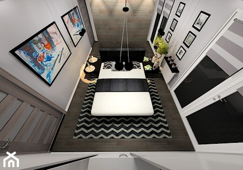 Mieszkanie 60m2 - Średnia beżowa biała sypialnia, styl nowoczesny - zdjęcie od ARTIEGO Lublin- Projekty wnętrz