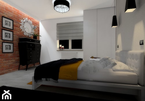 Mieszkanie 50 m2 - Średnia biała sypialnia - zdjęcie od ARTIEGO Lublin- Projekty wnętrz