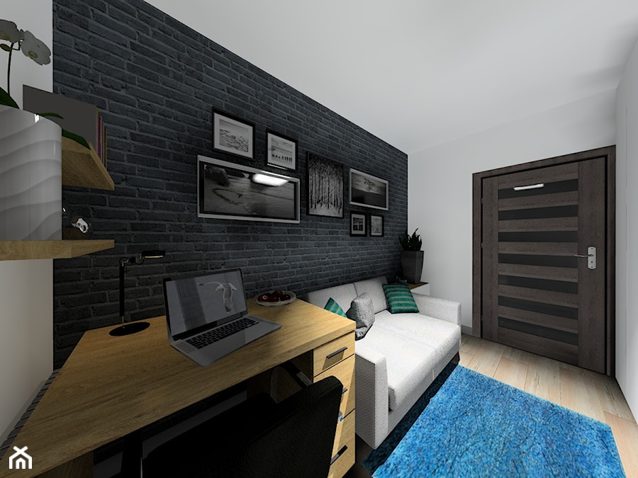 Mieszkanie 60m2 - Średnie w osobnym pomieszczeniu z sofą szare biuro, styl nowoczesny - zdjęcie od ARTIEGO Lublin- Projekty wnętrz