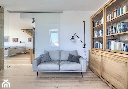 Apartament 140 - Średnie z sofą białe biuro, styl minimalistyczny - zdjęcie od emDesign home & decoration