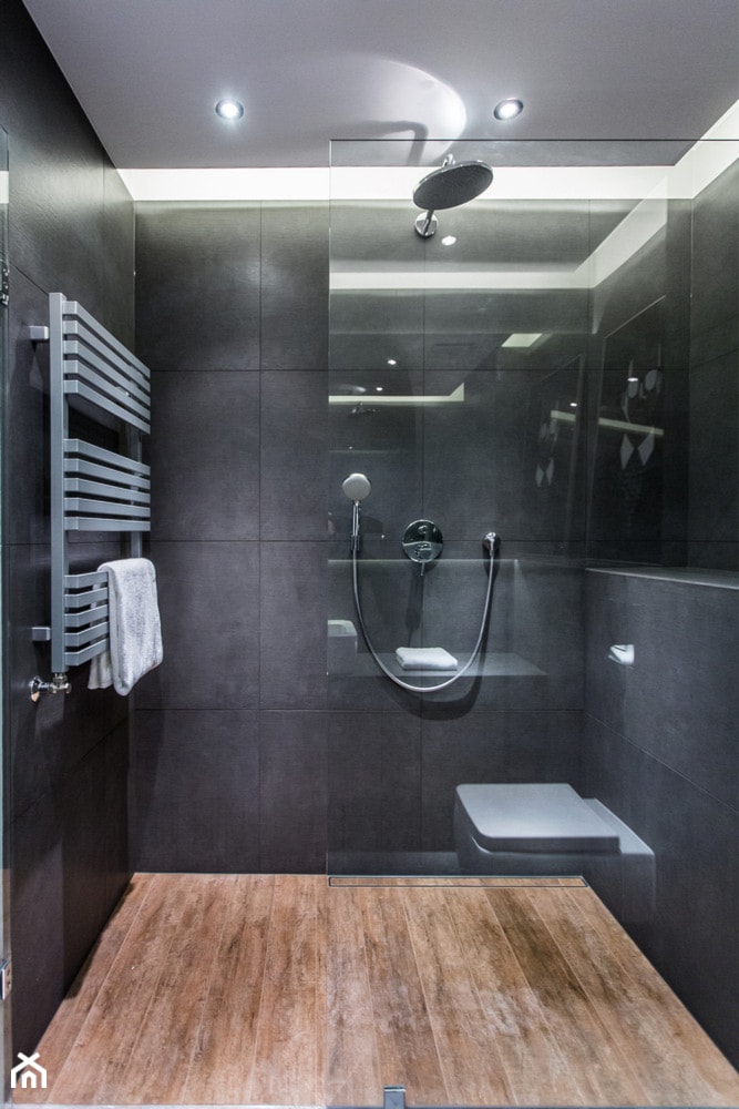 apartament 55 - Średnia bez okna z punktowym oświetleniem łazienka, styl minimalistyczny - zdjęcie od emDesign home & decoration