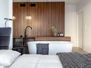 Orzech amerykański - Średnia biała sypialnia, styl minimalistyczny - zdjęcie od emDesign home & decoration