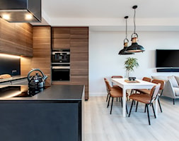 Orzech amerykański - Średni szary salon z kuchnią z jadalnią, styl minimalistyczny - zdjęcie od emDesign home & decoration - Homebook