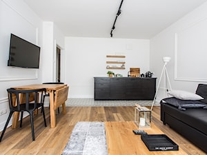 Apartment for rent - Mały biały salon z jadalnią, styl nowoczesny - zdjęcie od emDesign home & decoration