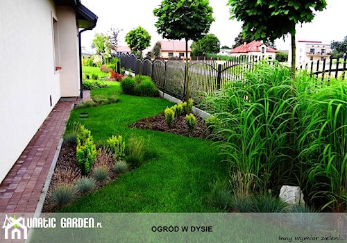 Ogród z pionowym skalniakiem - Średni z nawierzchnią pokrytą kostką brukową ogród za domem - zdjęcie od Lunatic Garden