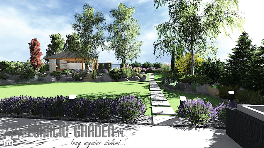Projekt ogrodu kamiennego - Duży ogród za domem - zdjęcie od Lunatic Garden