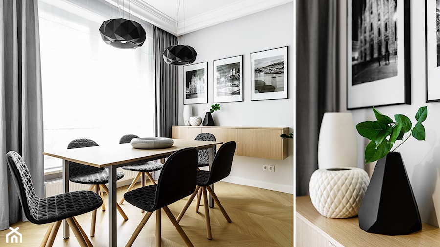 mieszkanie prywatne 3 pokoje - Aquarius - Sopot - Średnia szara jadalnia jako osobne pomieszczenie, styl nowoczesny - zdjęcie od Anna Maria Sokołowska Architektura Wnętrz (dawniej Pracownia Projektowa Dragon Art )