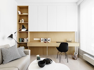 Nowe Orłowo 4 - Gdynia - Średnie w osobnym pomieszczeniu z sofą z zabudowanym biurkiem białe biuro, styl nowoczesny - zdjęcie od Anna Maria Sokołowska Architektura Wnętrz (dawniej Pracownia Projektowa Dragon Art )